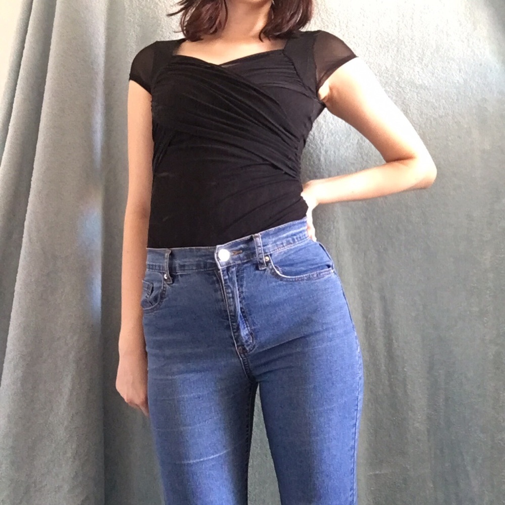 Black V-neck Top